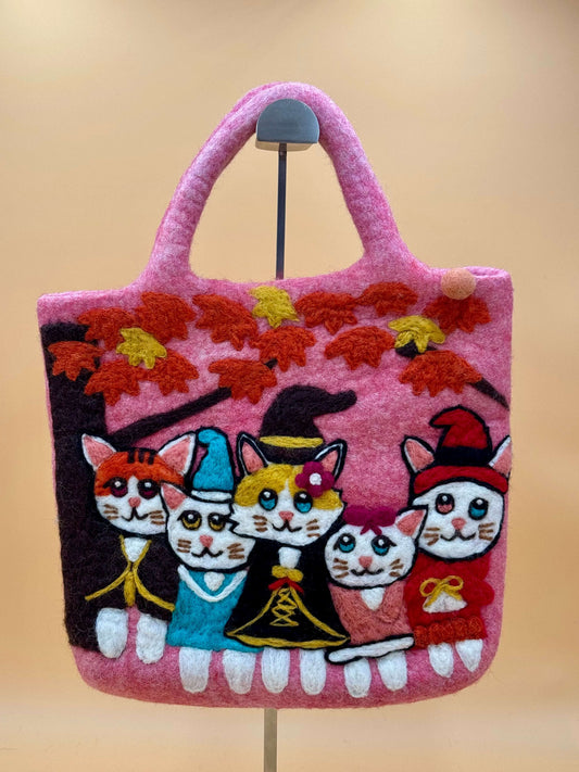 Handtasche Filztasche Size L Large Bag 5 Zauberkatzen - urbanchameleonberlin