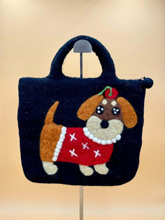 Handtasche Filztasche Size M Large Bag Dackel - urbanchameleonberlin