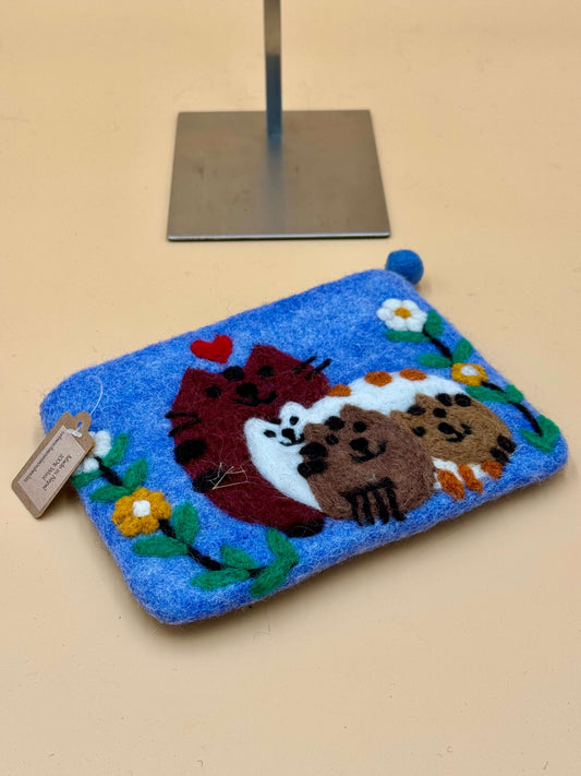 Geldbörse Filztasche Size L Touch Katzen-Familie - urbanchameleonberlin