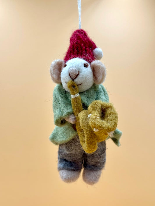 Filzanhänger Maus in Band Trompeter - urbanchameleonberlin