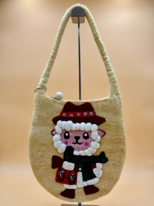 Schultertasche Filztasche Size M Baguette Bag Schaf mit Hut