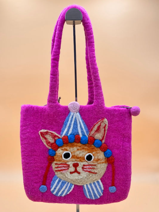 Schultertasche Filztasche Size M Shopper Katze