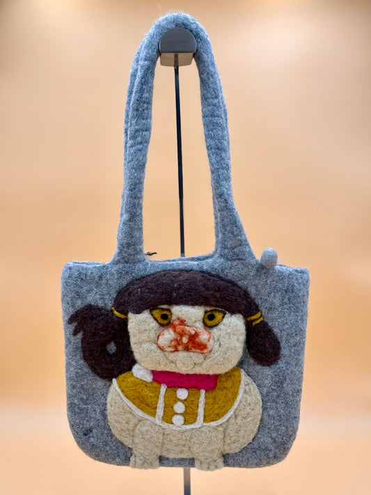 Schultertasche Filztasche Size M Shopper Schwein-Mädchen